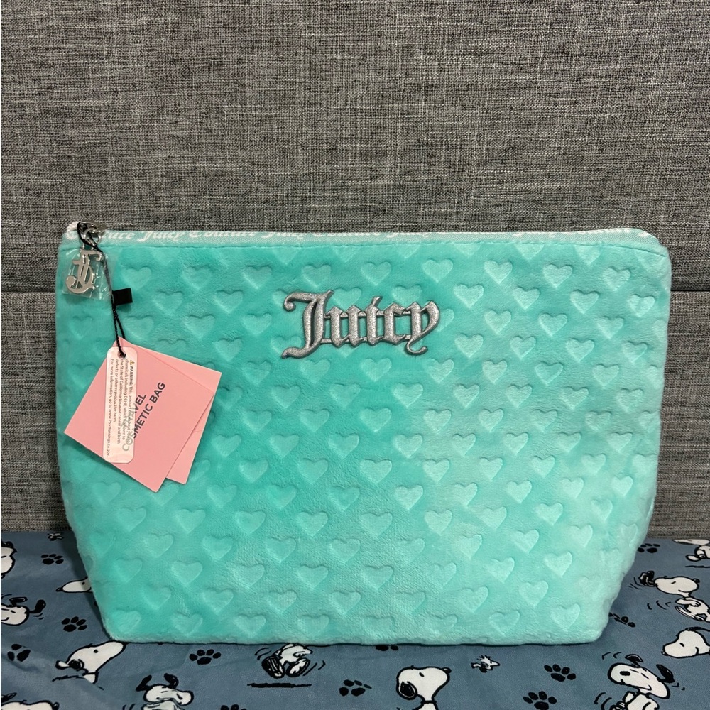 Juicy Couture Blue Quilted Cosmetic Bag